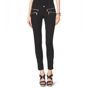 MICHAEL KORS - Moto Skinny Pants Black w/ Gold Zippers • Subtle Y2K